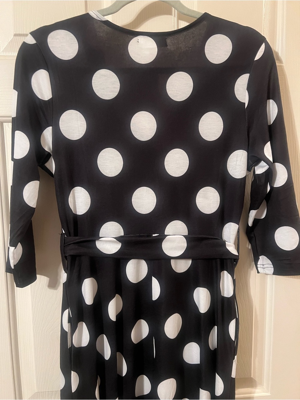 NWT Classic Black & White Polka Dot 3/4 Sleeve Maxi Dress w Pockets Size Small - Picture 9 of 12